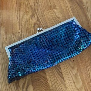 Iridescent Teal Chain- link Evening Bag
